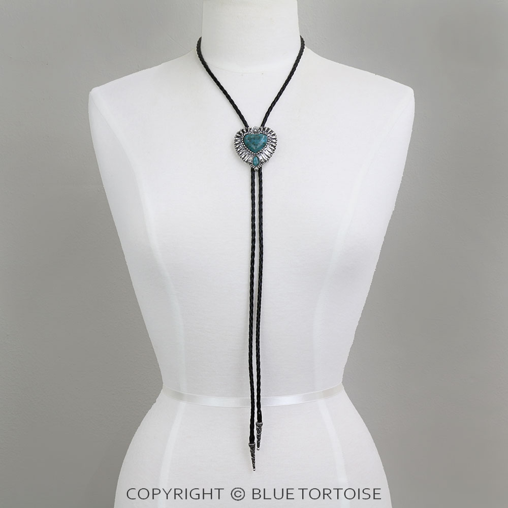 Western Heart Stone Bolo Necklace - Image 2