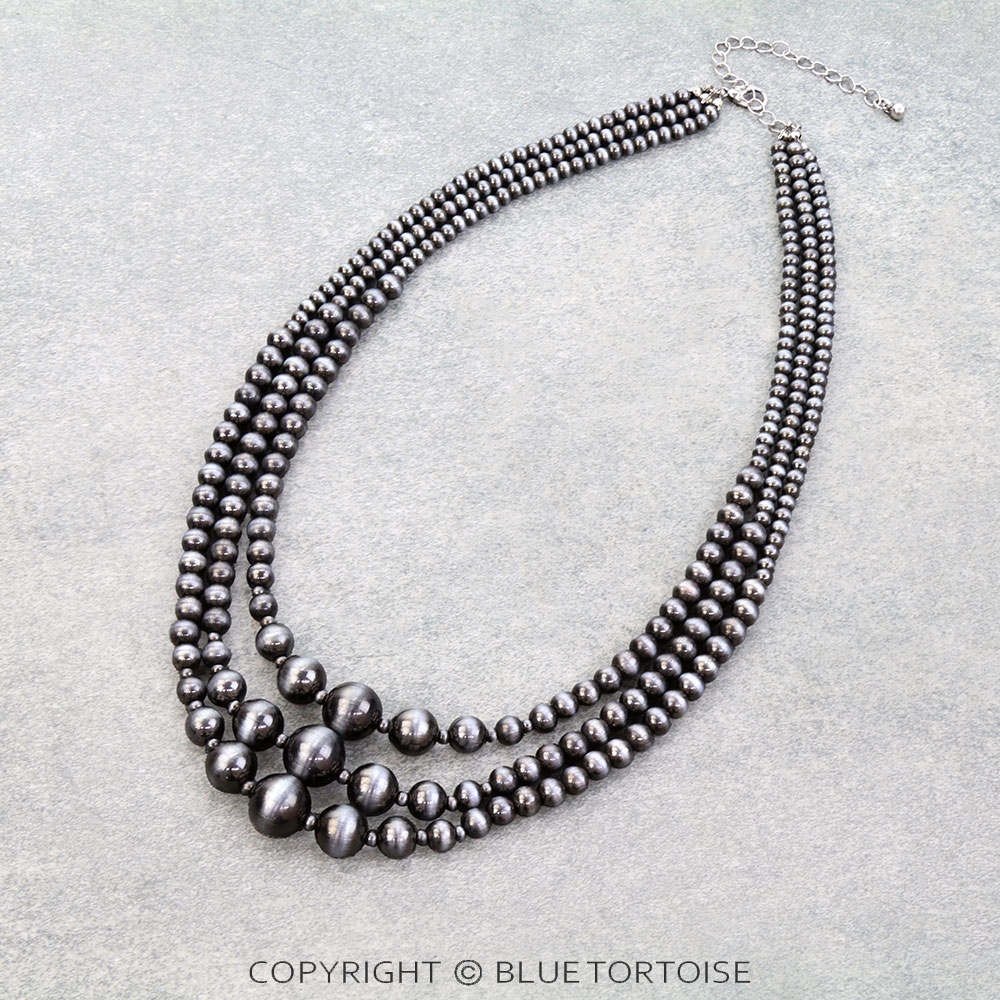 3 Row Navajo Style Pearl Necklace
