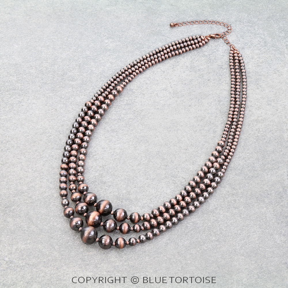 3 Row Navajo Style Pearl Necklace