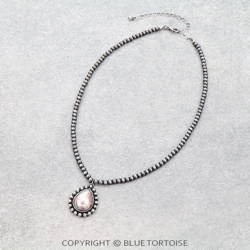 Western Brushed Teardrop Concho Necklace