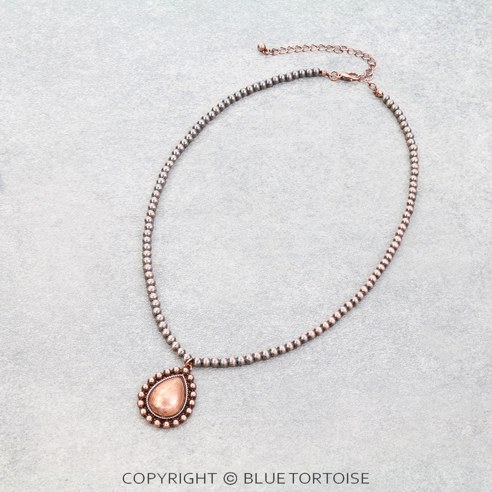 Western Brushed Teardrop Concho Necklace