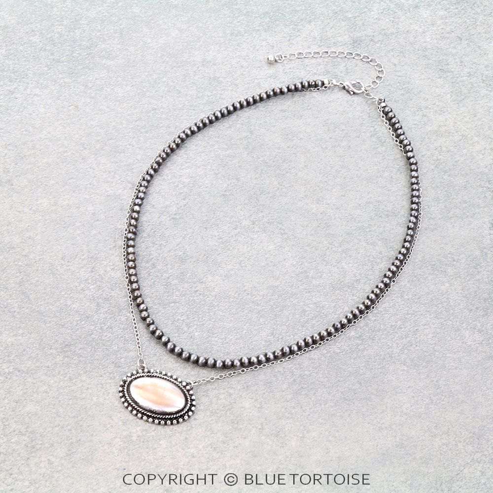 2 Row Western Brushed Oval Concho Necklace
