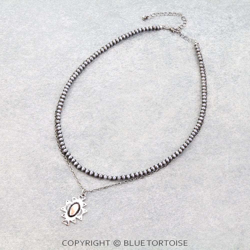 2 Row Western Brushed Aztec Necklace