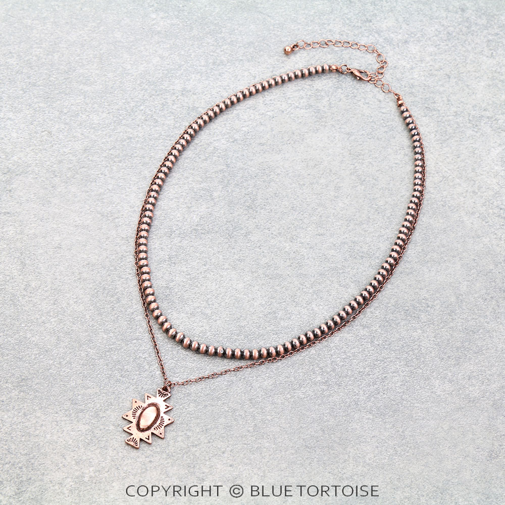 2 Row Western Brushed Aztec Necklace