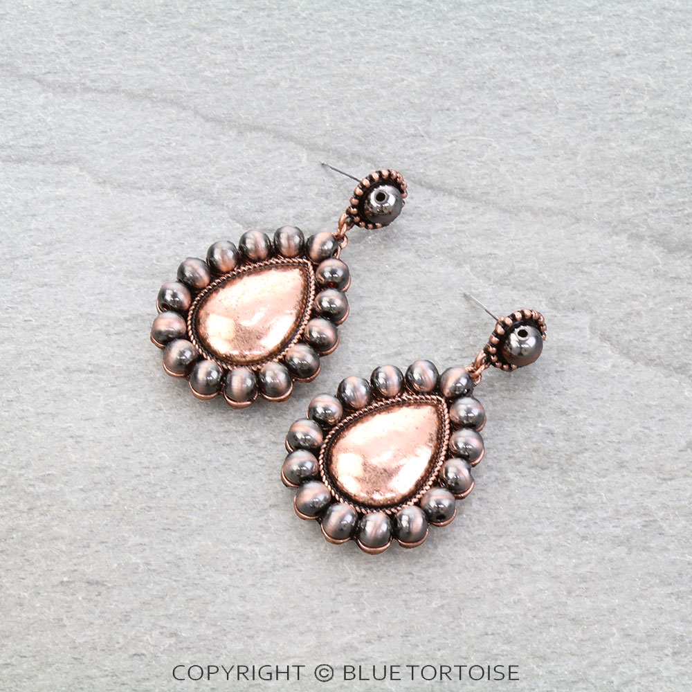 Navajo Style Pearl Teardrop Stud Earrings