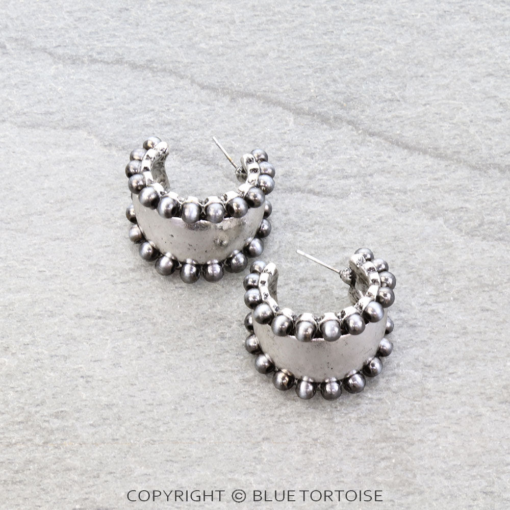 Navajo Style Pearl Hoop Earrings