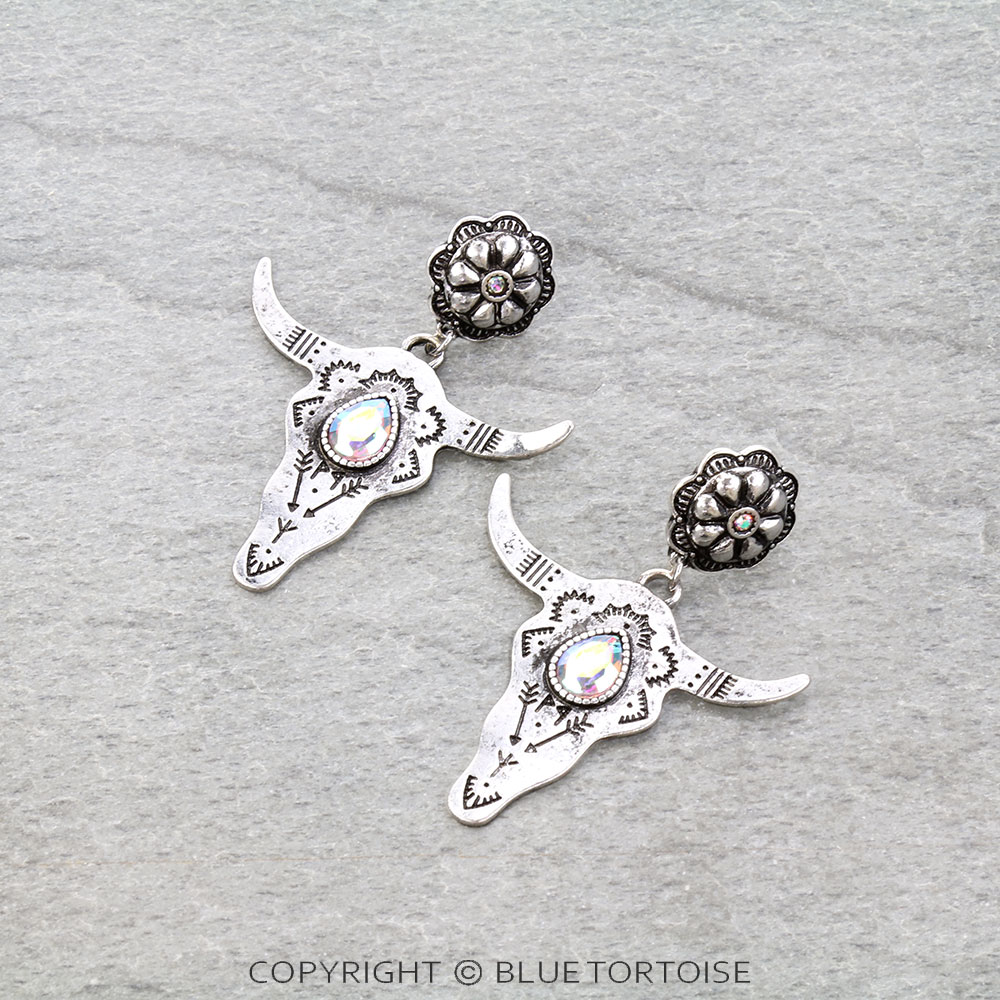 Western Steerhead Stone Stud Earrings