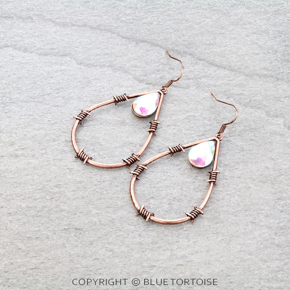 Western Barbed Wire Teardrop Dangle Earrings