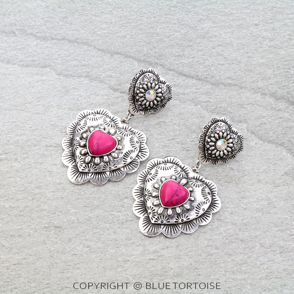 Western Heart Concho Stud Earrings