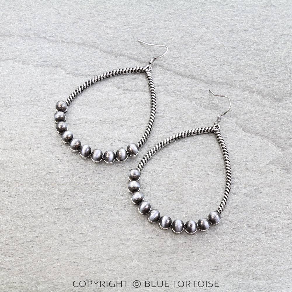 Navajo Style Pearl Teardrop Dangle Earrings