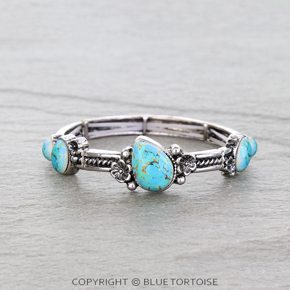 Western Flower TXR Stone Stretch Bracelet