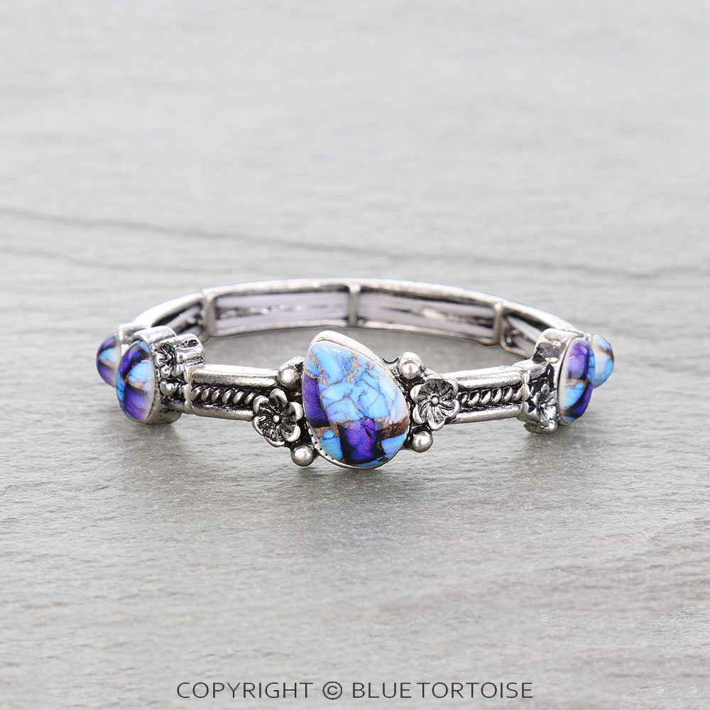 Western Flower TXR Stone Stretch Bracelet