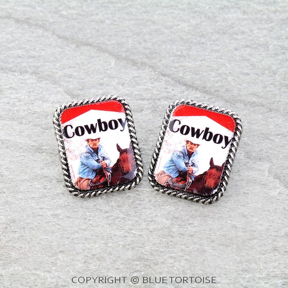 Western Cigarette Cowboy Stud Earrings