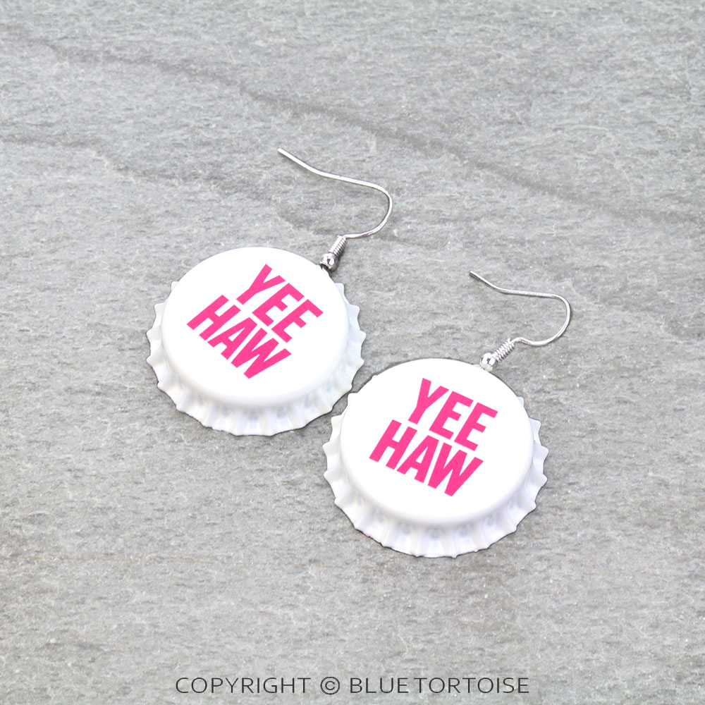 YEE HAW Bottle Cap Dangle Earrings