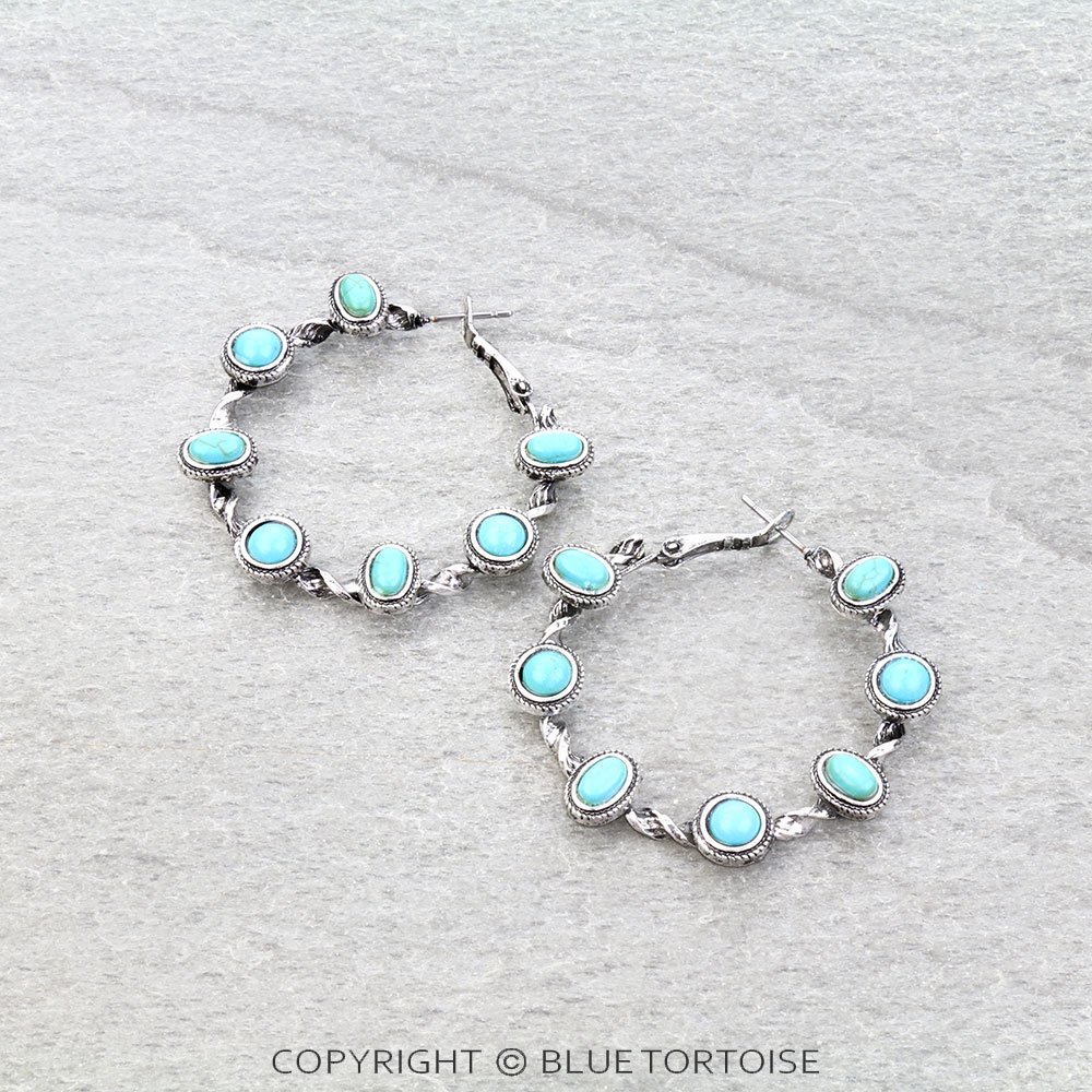 Western Design Stone Hoop Earrings