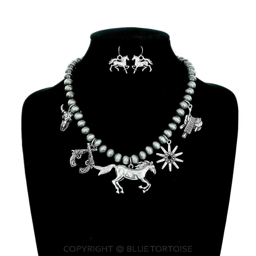 Western Horse Multi Charm Necklace Set - Image 2