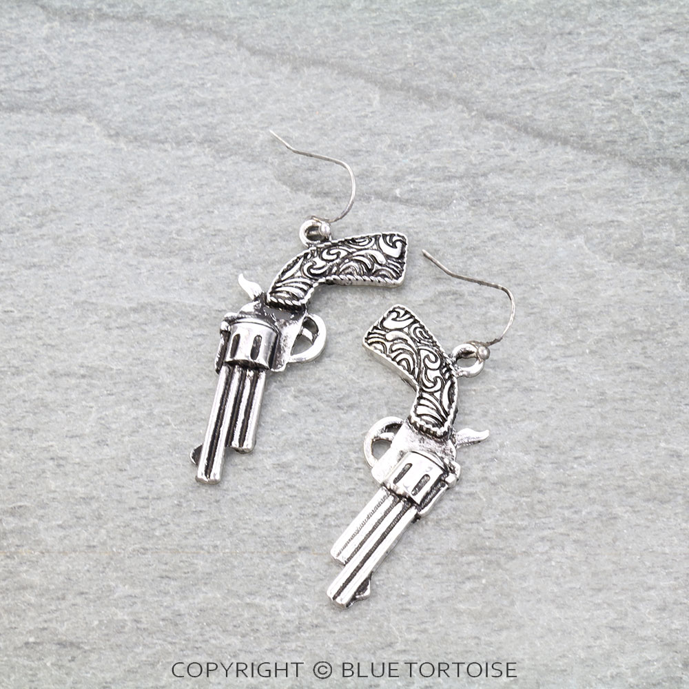 Western Gun Dangle Earrings