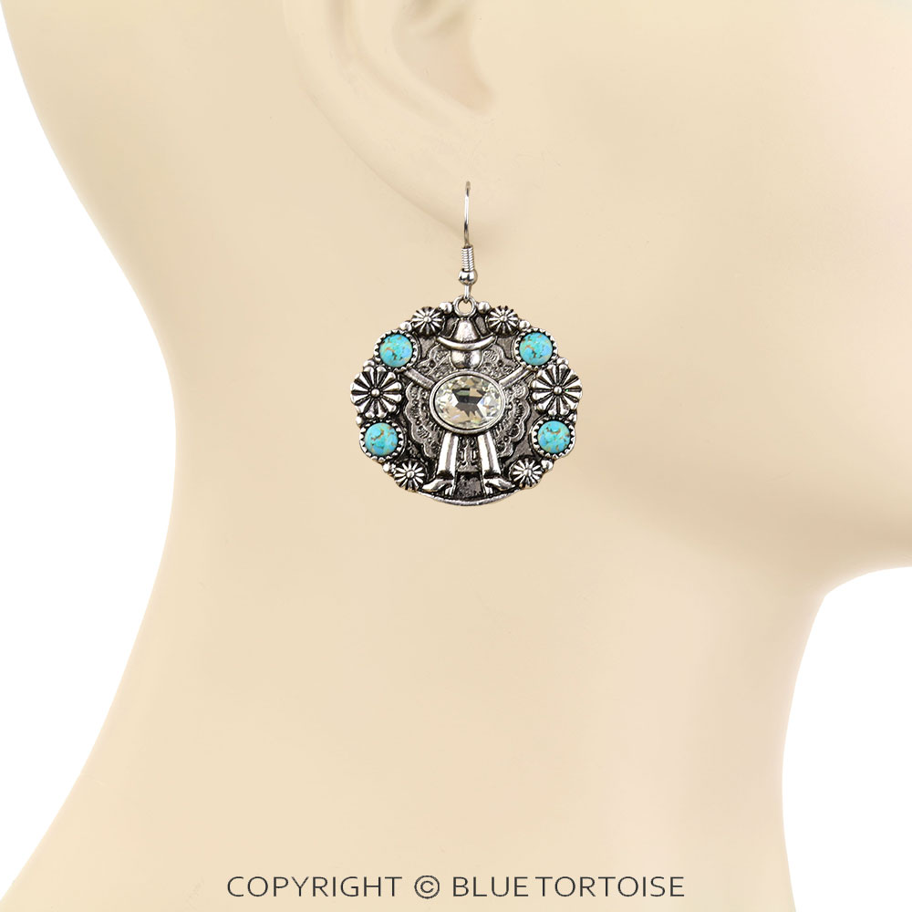 Cowboy Pendant Dangle Earrings - Image 2