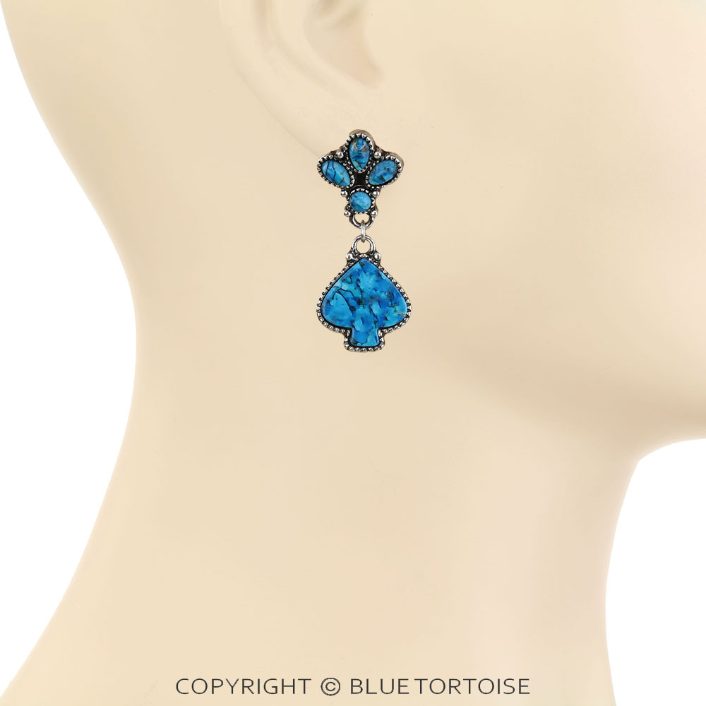 Western Spade Stone Stud Earrings - Image 2