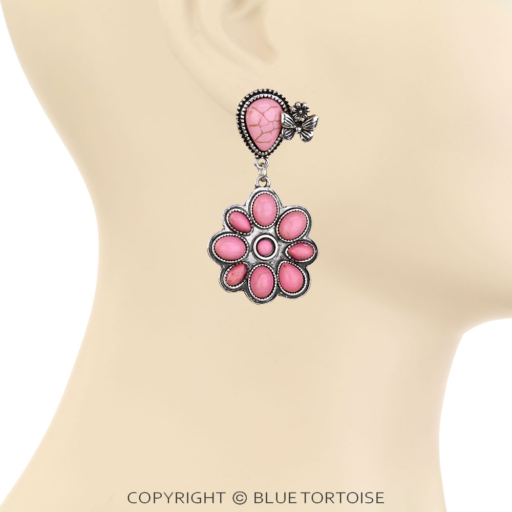 Western Concho Stone Stud Earrings - Image 2