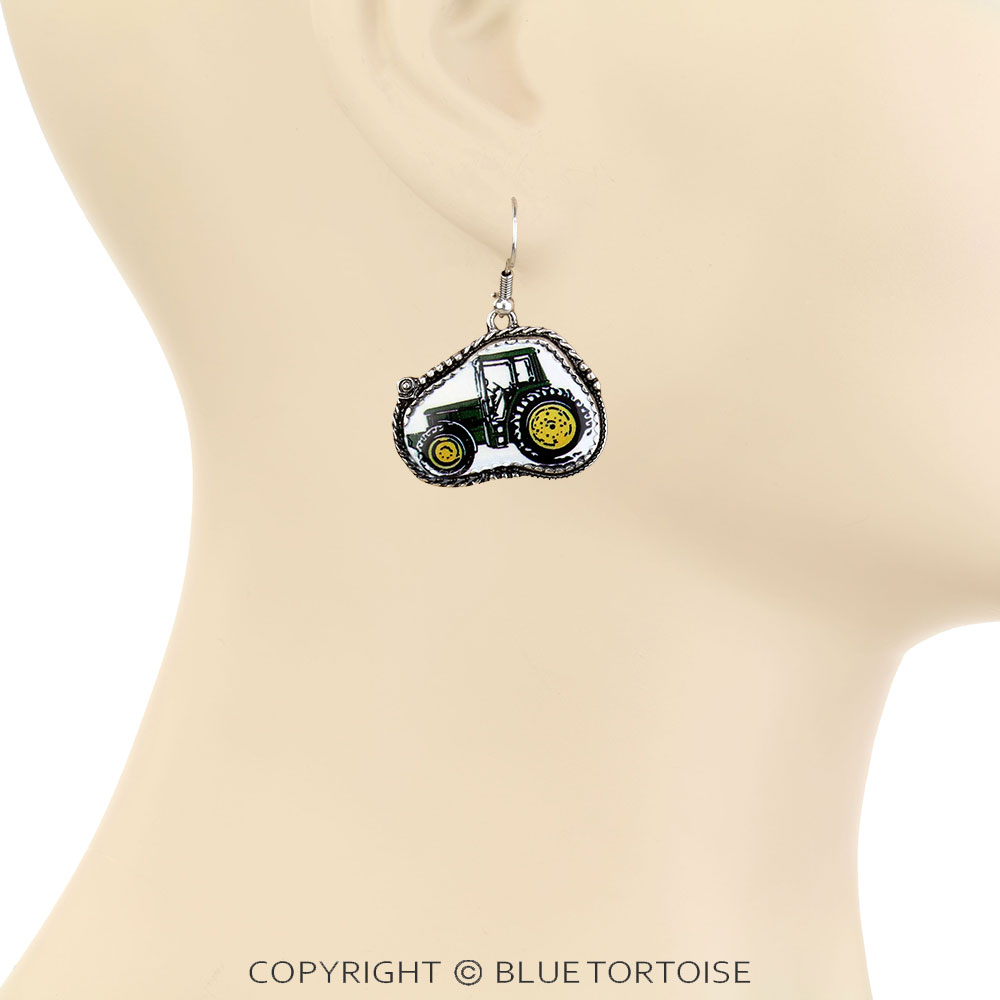 Western Tractor Enamel Dangle Earrings - Image 2