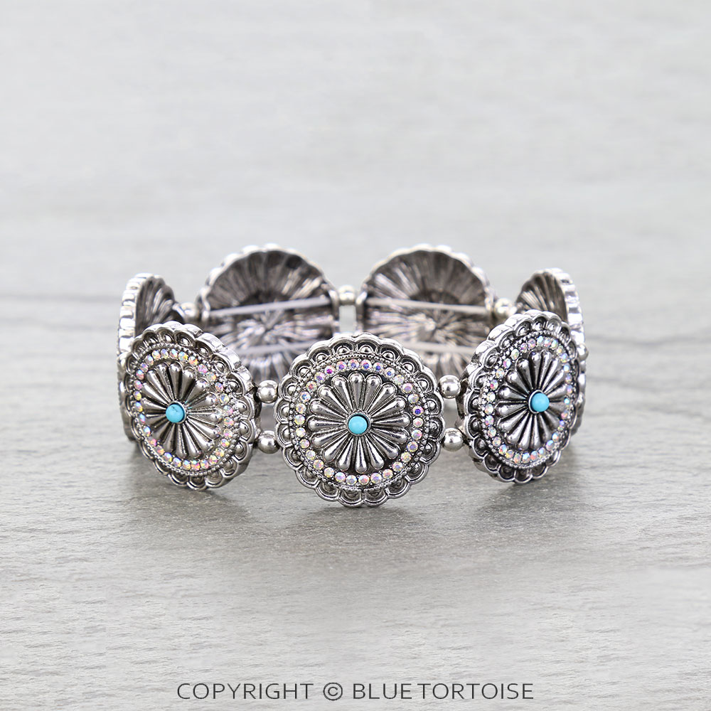 Western Concho Stone Stretch Bracelet