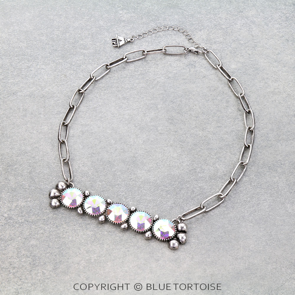 Western Round Stone Plate Necklace