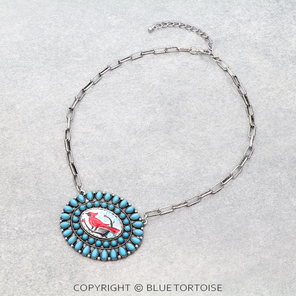 Western Cardinal Portrait Plate Necklace