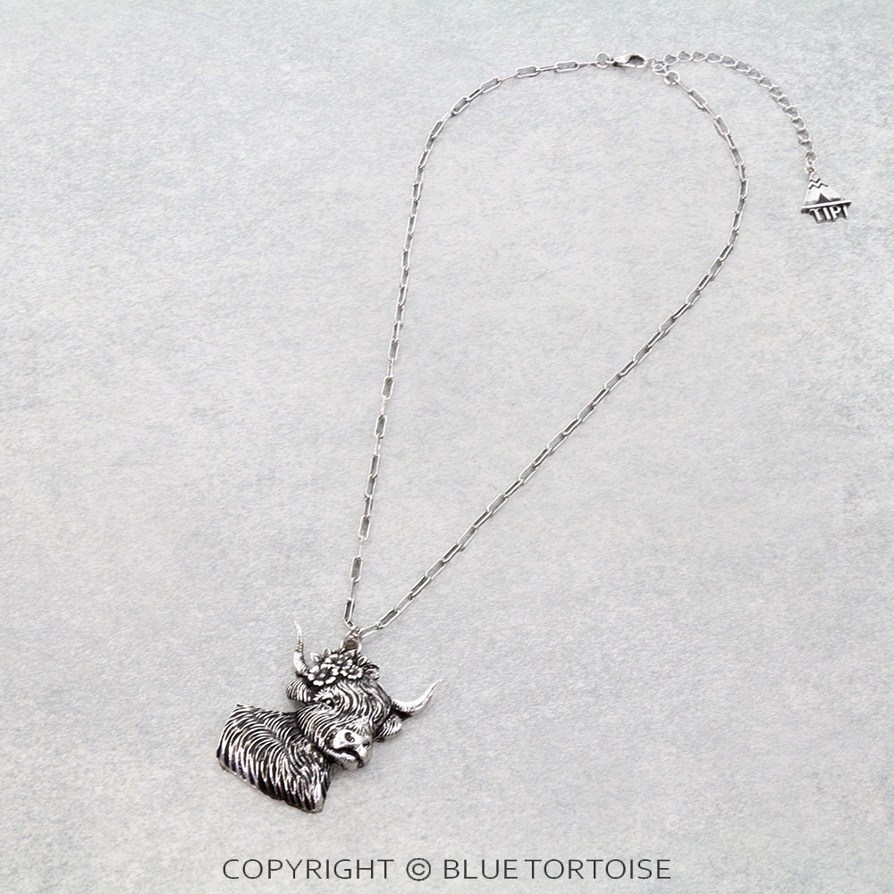 Western Flower Steer Cow Necklace