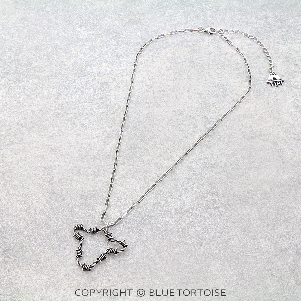 Western Barbed Wire Cow Head Necklace