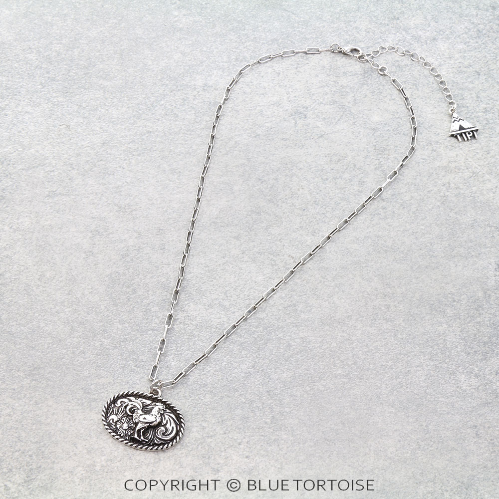 Western Small Oval Rooster Necklace