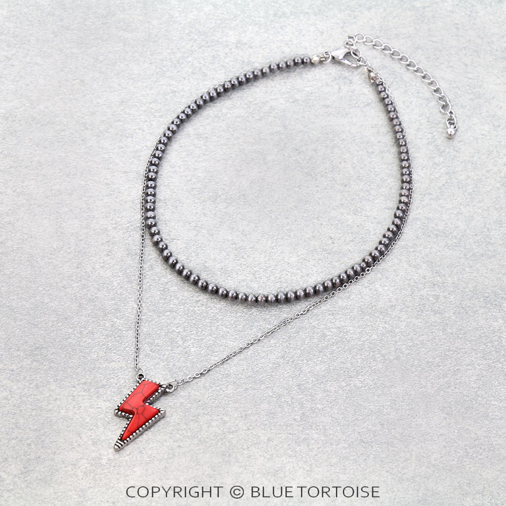 4MM Navajo Style Bead Choker & Thunder Stone Necklace