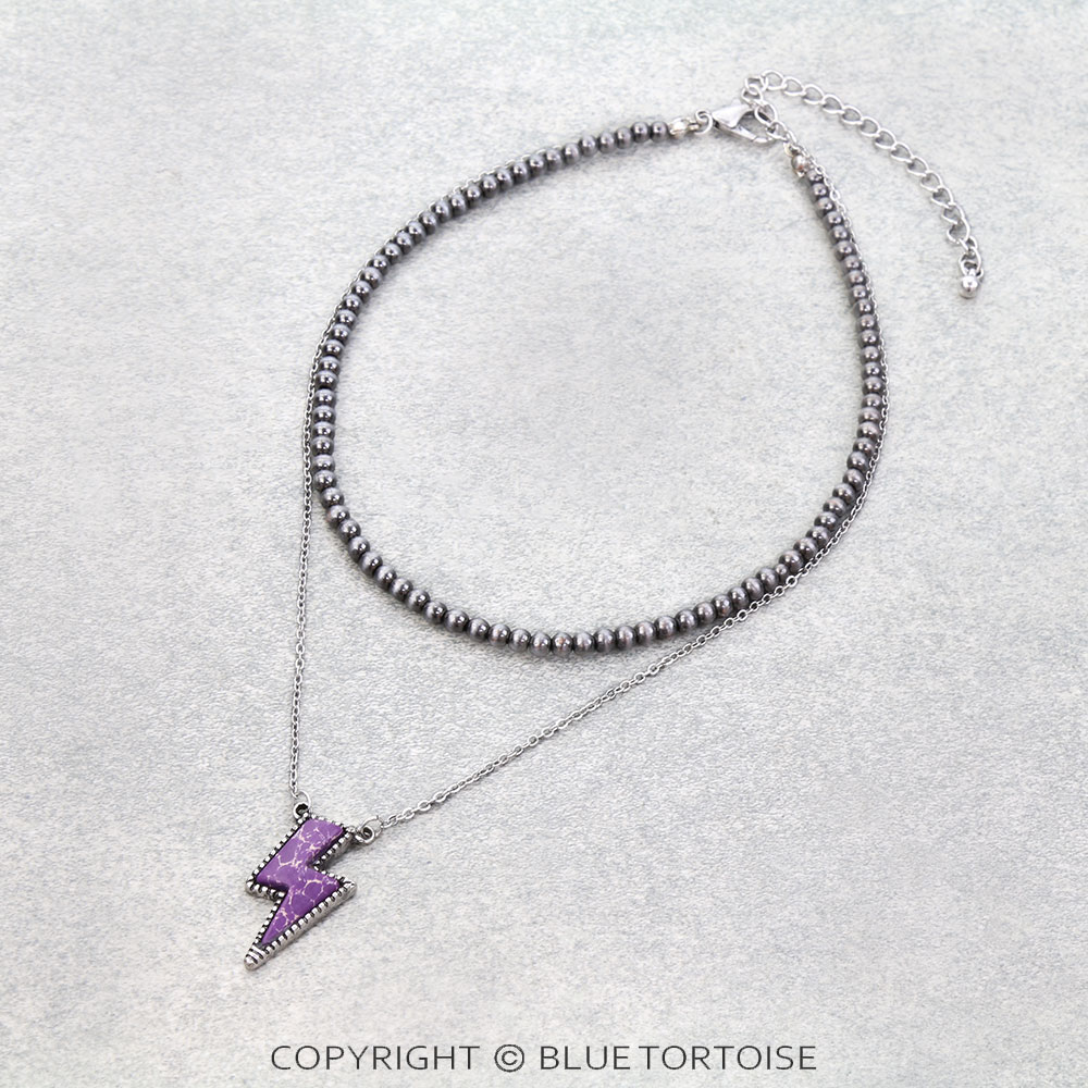 4MM Navajo Style Bead Choker & Thunder Stone Necklace