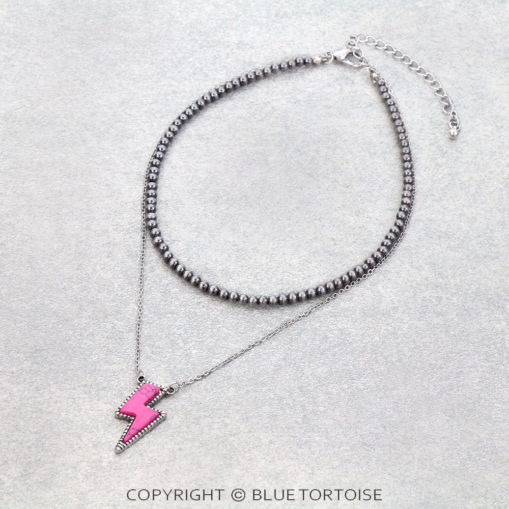 4MM Navajo Style Bead Choker & Thunder Stone Necklace