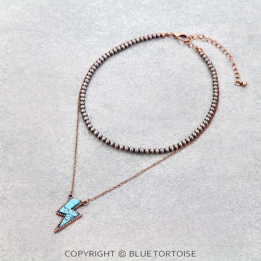 4MM Navajo Style Bead Choker & Thunder Stone Necklace