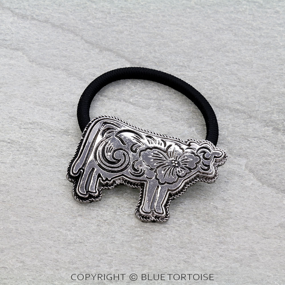 Western Cow Etched Hair Claw Clip