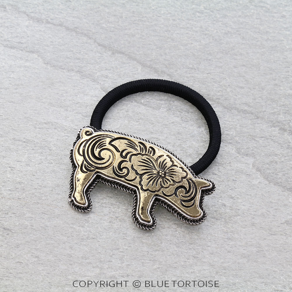 Western Pig Etched Hair Claw Clip