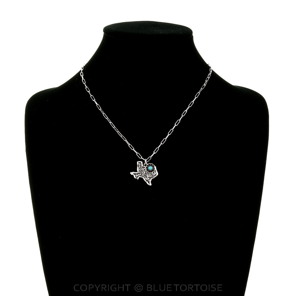 Western Dainty Texas Map Flower Necklace - Image 2