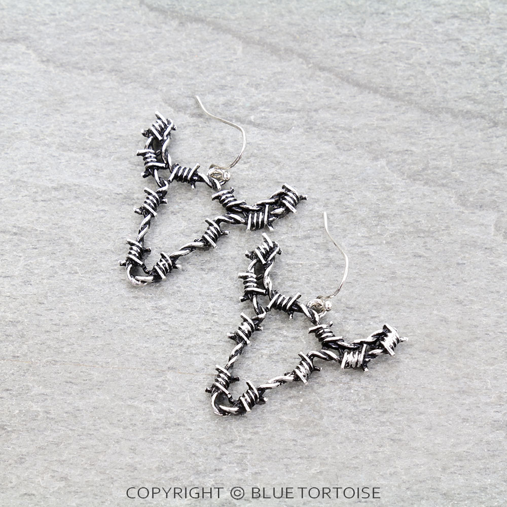 Western Barbed Wire Steerhead Dangle Earrings