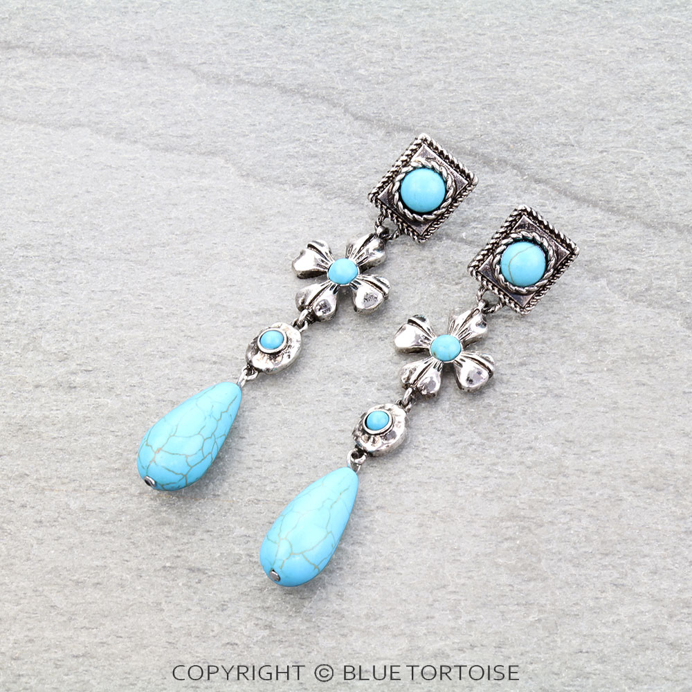 Western Cross Stone Stud Earrings