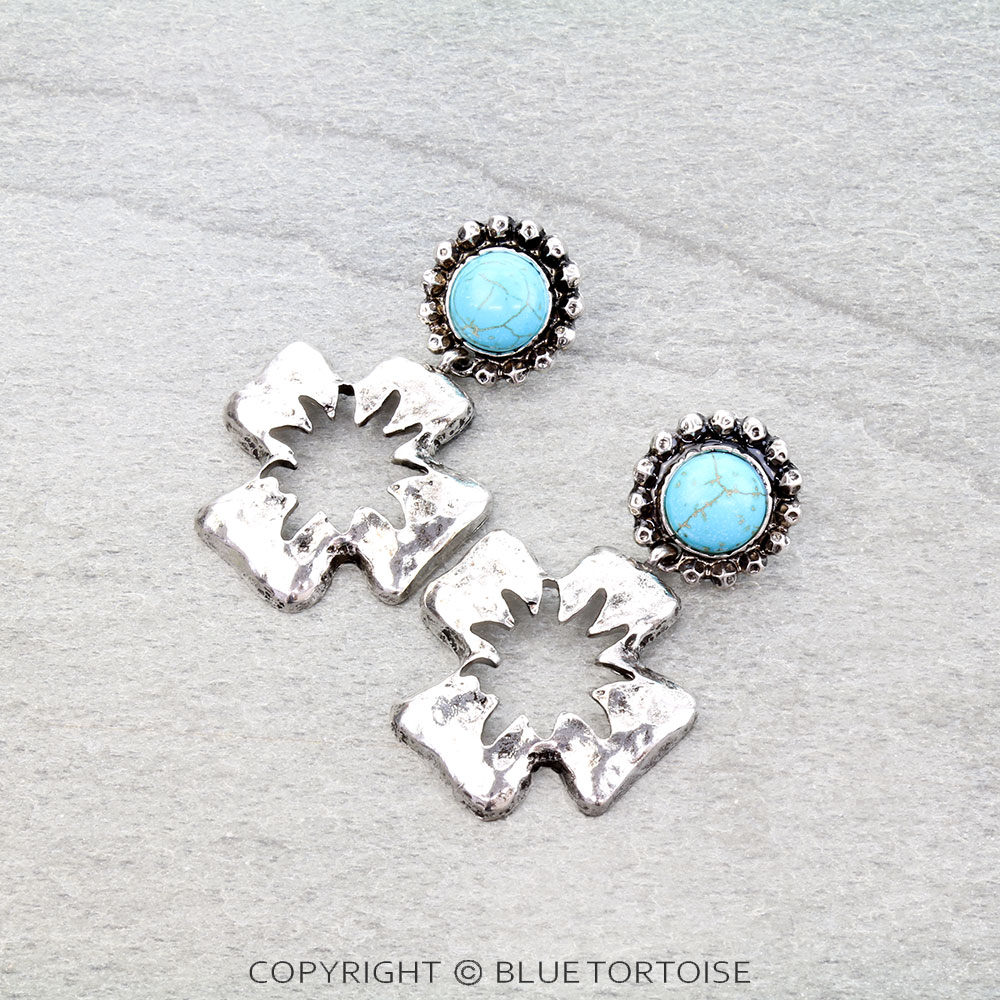 Western Cross Stone Stud Earrings
