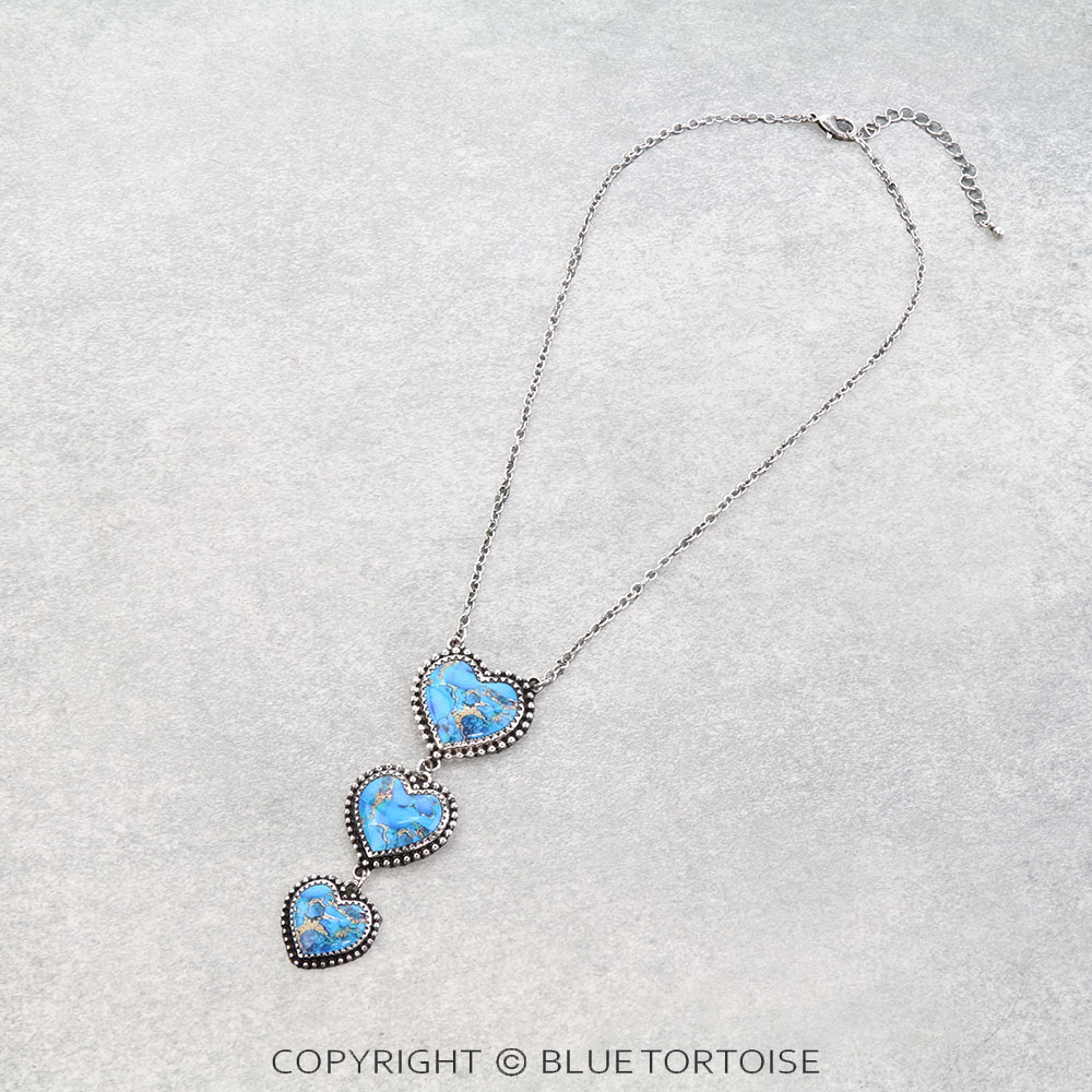 Western Heart Stone Drop Necklace