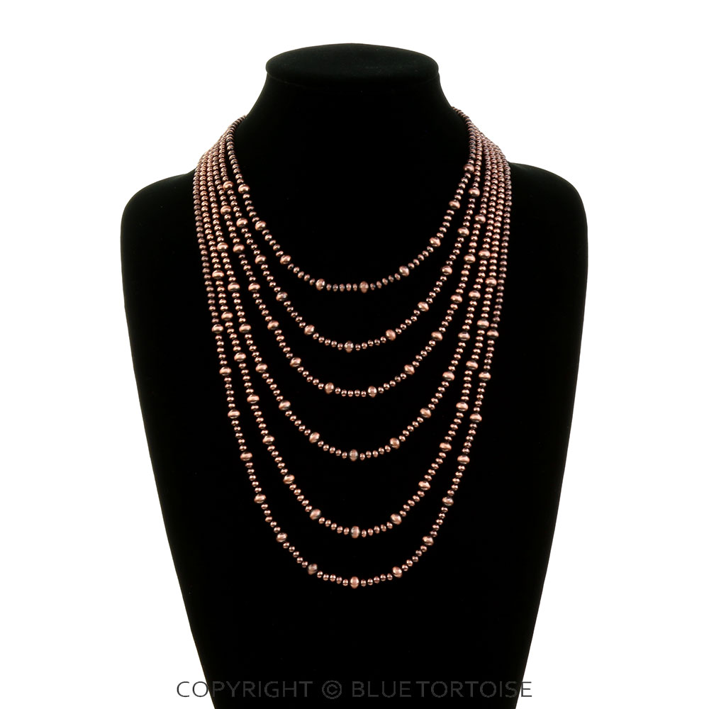 6 Layered Navajo Style Pearl Necklace - Image 2
