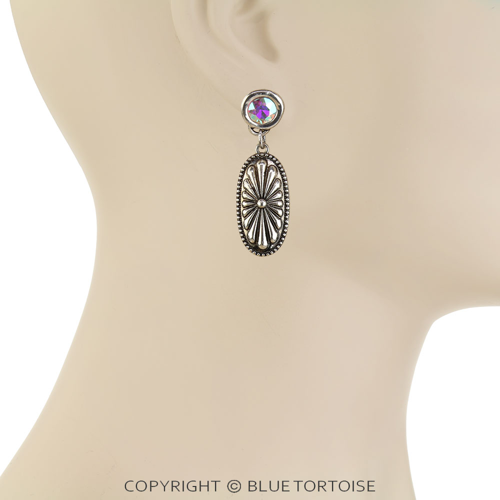 Western Oval Concho Stud Earrings - Image 2