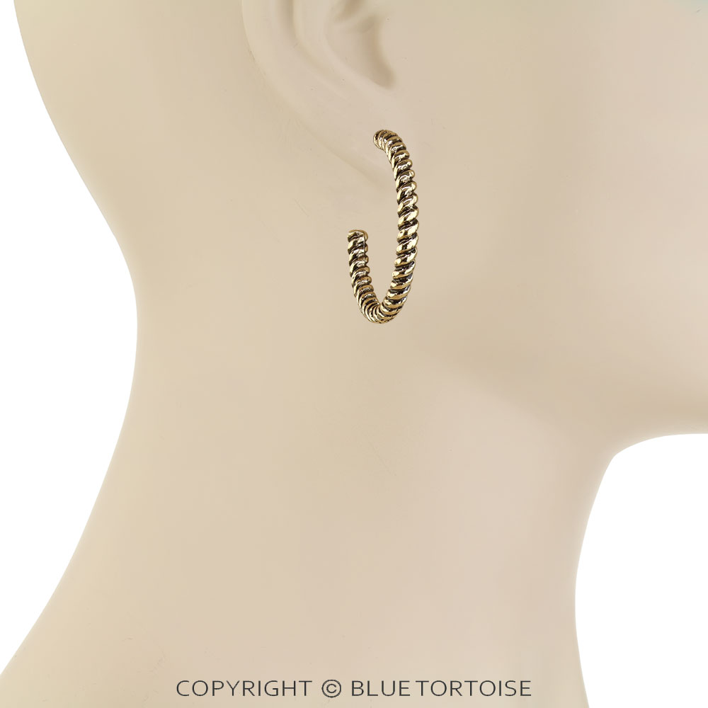 Western Twisted TXR Hoop Earrings - Large - Image 2