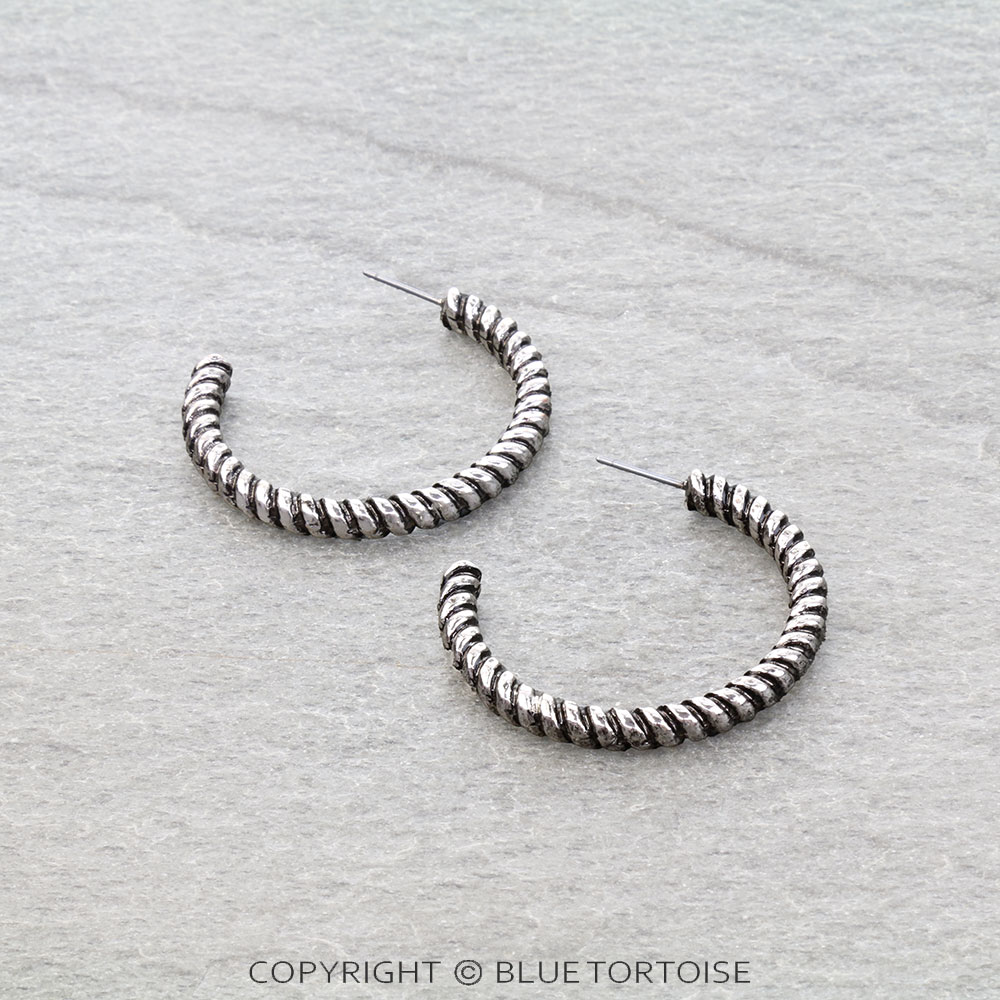 Western Twisted TXR Hoop Earrings - Large