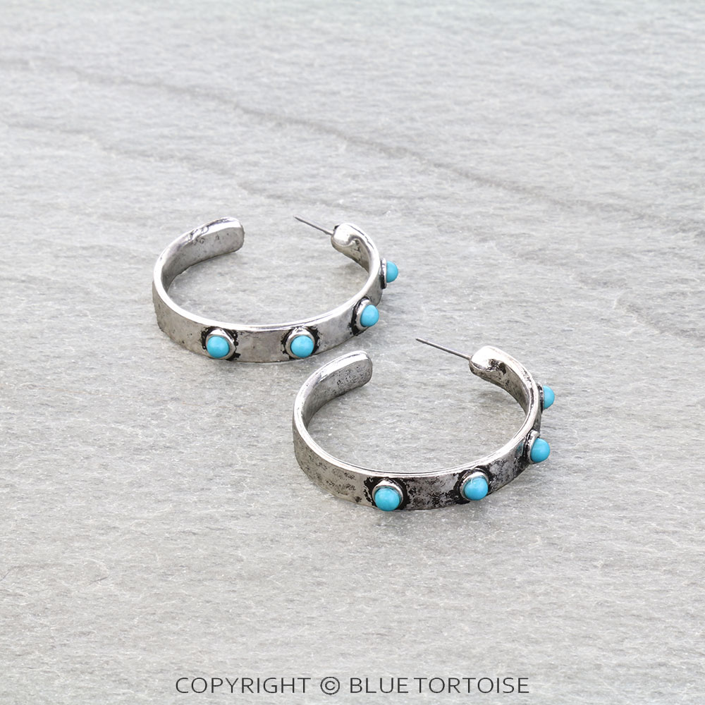 Western TQ Accent Hoop Earrings - Medium