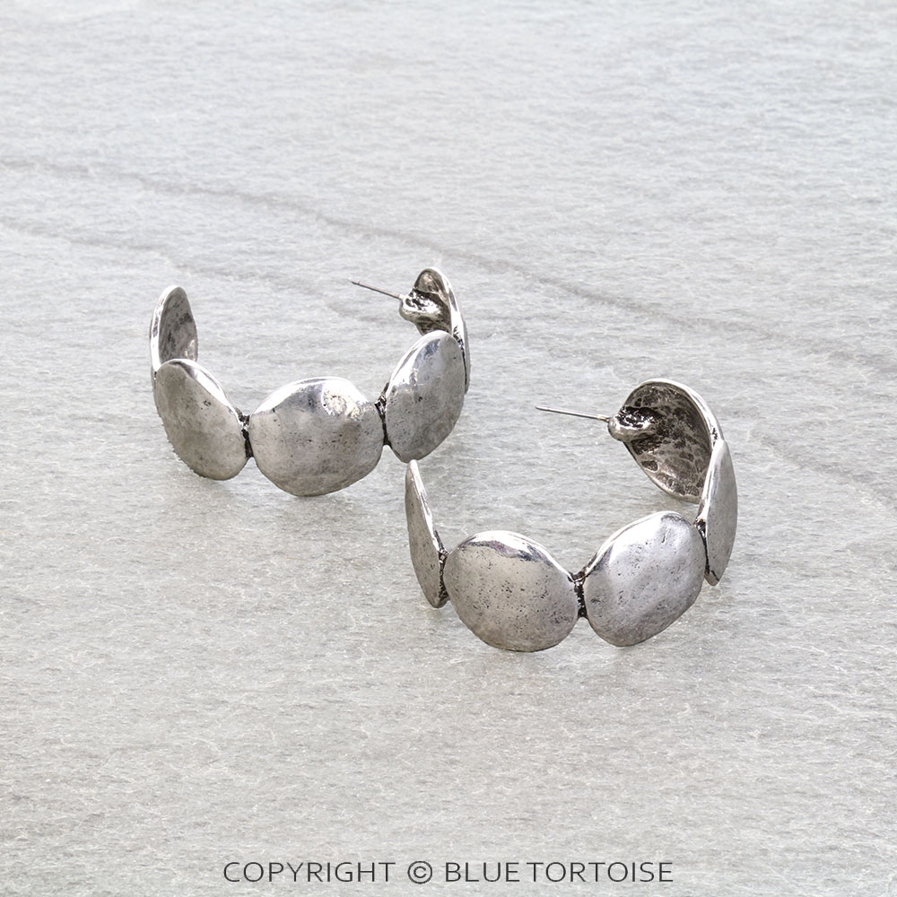 Western Hammered TXR Organic Sculpted Hoop Earrings - Large