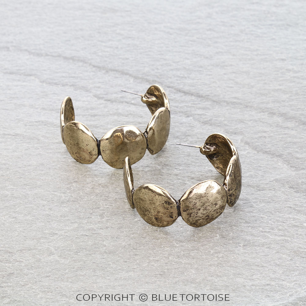Western Hammered TXR Organic Sculpted Hoop Earrings - Large