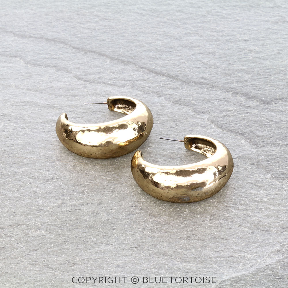 Western Hammered TXR Hoop Earrings - Large